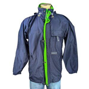 Sperry Men's Small 90s VTG Preppy Navy Blue Green Full Zip Nylon Sailing Jacket